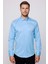 Modern Slim Fit Düz Saten Pamuklu Erkek Mavi Gömlek 2