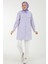 Çizgi Desenli Cepleri Taş Detaylı Tunik-Lila 23YT437 1