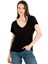 - V Yaka Oversize Lyocell Kadın T-Shirt 1