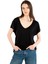 - V Yaka Oversize Lyocell Kadın T-Shirt 2