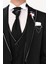 Erkek Siyah Slim Fit Kırlangıç Yaka Yelekli Damatlık 4
