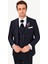 Erkek Lacivert Slim Fit Mono Yaka Yelekli Damatlık 2