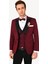 Erkek Bordo Kırlangıç Yaka Yelekli Slim Fit Desenli Damatlık 2