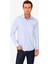 Erkek Mavi Uzun Kol Slim Fit Puantiyeli Gömlek 1