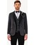 Erkek Gri Şal Yaka Yelekli Slim Fit Damatlık 3