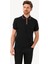 Erkek Siyah Fermuarlı Polo Yaka Regular Fit Tshirt 2