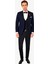 Erkek Lacivert Kırlangıç Yaka Yelekli Desenli Slim Fit Damatlık 1