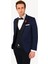 Erkek Lacivert Kırlangıç Yaka Yelekli Desenli Slim Fit Damatlık 3