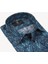 Erkek Turkuaz Slim Fit Desenli Uzun Kollu Gömlek 2