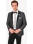 Erkek Siyah Slim Fit Kırlangıç Yaka Desenli Damatlık 2