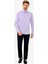 Erkek Lila Uzun Kol Slim Fit Saten Gömlek 2