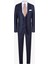 Erkek Lacivert Slim Fit Yelekli Kareli Takım Elbise 1