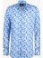 Erkek Mavi Slim Fit Keten Desenli Gömlek 1