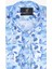 Erkek Mavi Slim Fit Keten Desenli Gömlek 3