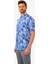 Erkek Mavi Kısa Kol Karışık Desenli Slim Fit Gömlek 2