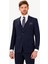 Erkek Lacivert Sivri Yaka Slim Fit Yelekli Takım Elbise 2