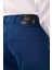 Erkek İndigo Mavi Slim Fit Kanvas Pantolon 4