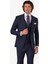 Erkek Lacivert Sivri Yaka Yelekli Slim Fit Takım Elbise 2