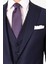 Erkek Lacivert Sivri Yaka Yelekli Slim Fit Takım Elbise 4
