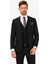 Erkek Siyah Sivri Yaka Yelekli Slim Fit Takım Elbise 3