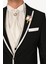 Erkek Siyah Kırlangıç Yaka Yelekli Desenli Slim Fit Damatlık 4