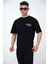 Erkek Oversize Bisiklet Yaka Basic Kısa Kollu Yazı Baskılı T-Shirt 1