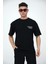 Erkek Oversize Bisiklet Yaka Basic Kısa Kollu Yazı Baskılı T-Shirt 3