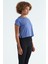 Eflatun Logo Baskılı O Yaka Düşük Kol Oversize Kadın Crop T-Shirt - 97262 3