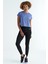 Eflatun Logo Baskılı O Yaka Düşük Kol Oversize Kadın Crop T-Shirt - 97262 4