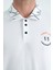 Beyaz Yazı Nakışlı Baskı Detaylı Standart Kalıp Polo Yaka Erkek T-Shirt - 88239 2