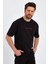 Erkek Siyah Baskılı Basic Oversize Bisiklet Yaka Kısa Kollu T-Shirt 3