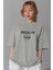 1898 Brooklyn Gri Oversize Salas Boyfriend Kadın T-Shirt 2