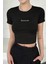 Spectacular Kısa Kol Kadın Siyah Bisiklet Yaka Likralı Body Crop T-Shirt 3