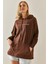 Kahverengi Kanguru Cepli Kapüşonlü Sweatshirt 3YXK8-47460-18 2