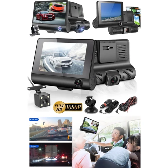 Utelips Ön & Arka & Iç Video Kayıt Kontrol Kamera Sürüş Yol Kaza Kaydedici Akıllı Araç Içi Kamera Universal