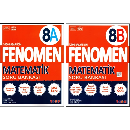 Fenomen Yayıncılık Fenomen 8. Sınıf Lgs Matematik Soru Bankası (A)+(B) Kitabı 2 Kitap