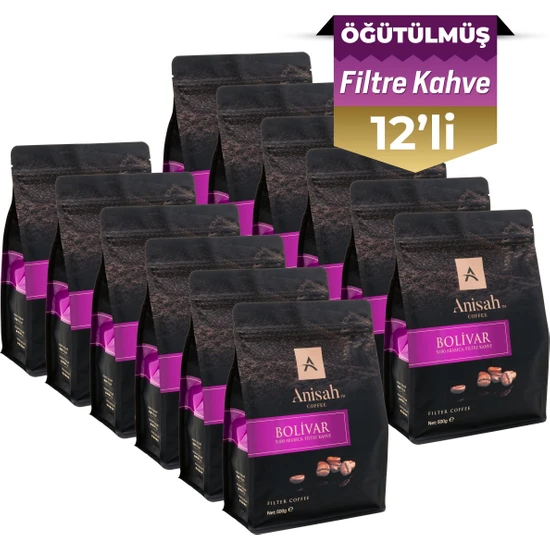 Anisah Coffee 12 x 500  gram Bolivar Öğütülmüş Filtre Kahve