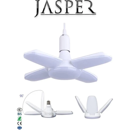 Jasper 4 Kanatlı 4 ın 1 LED Pervane Ampul 40-45W Yeni Nesil Beyaz 3 Modlu Ultra Güçlü Ampul