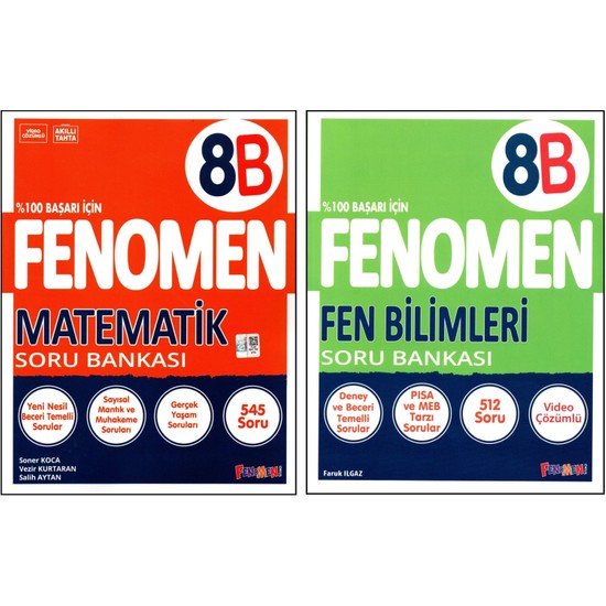 Fenomen Yayıncılık Fenomen 8. Sınıf Lgs Matematik (B) + Fen Kitabı