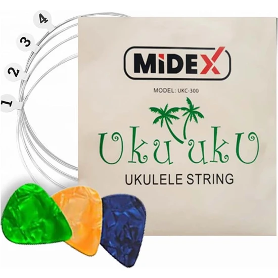 Midex UKC-300 Ukulele Teli 1 Takım (Pena Hediye)