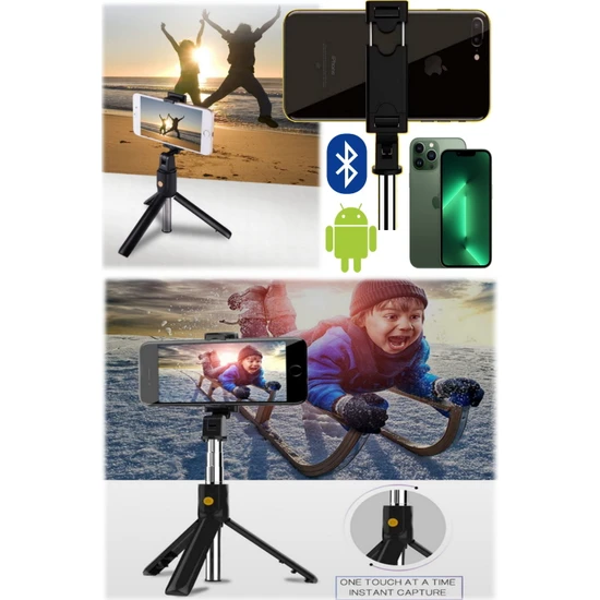 Utelips Tüm Telefonlara Uyumlu 3 In 1 Stand Fotoğraf Video Uzaktan Kumandalı Hem Tripod Hem Selfie Çubuğu