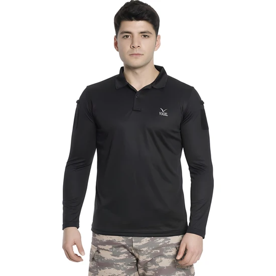 Vogel Tactical Tactical Uzun Kollu Yakasız Siyah T-Shirt