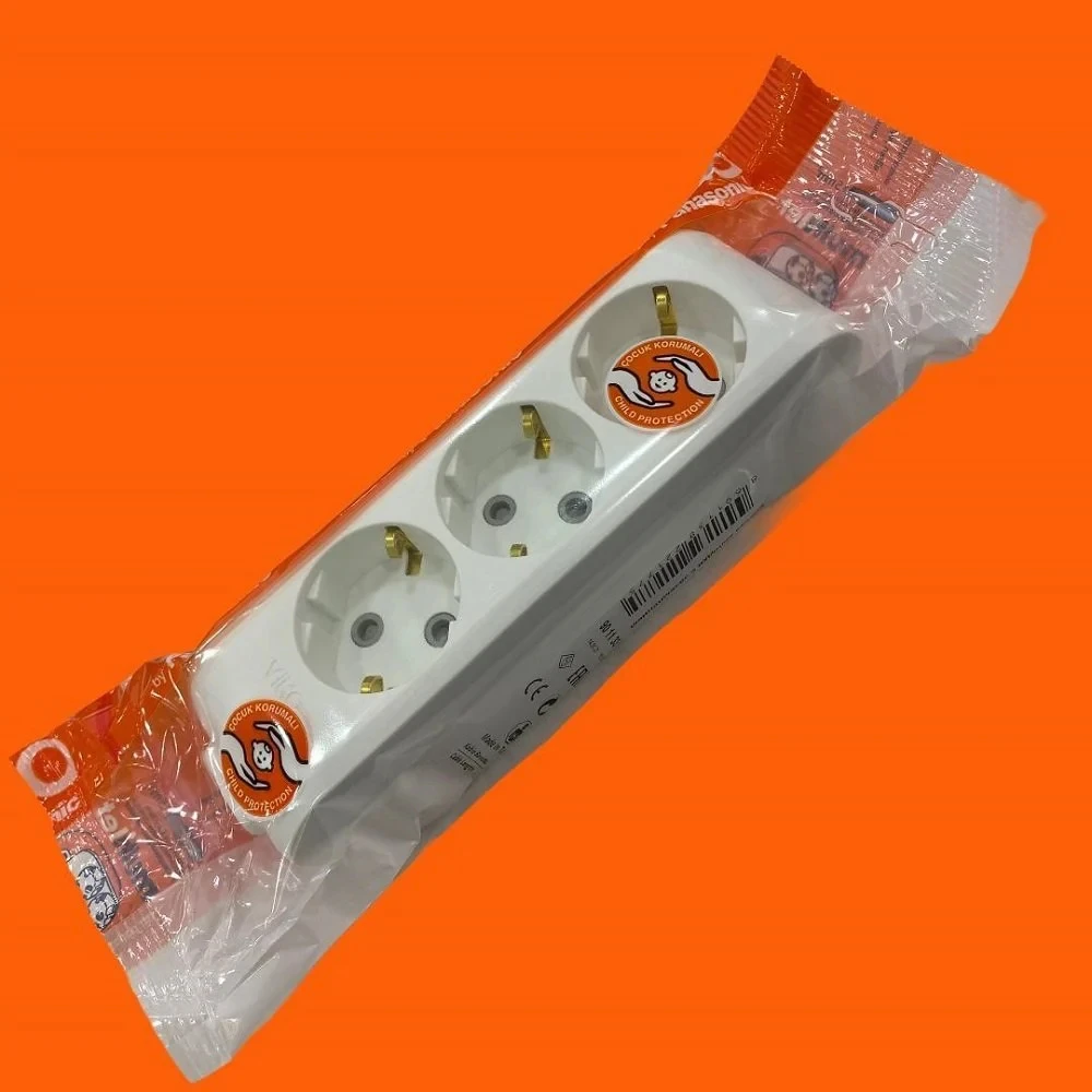 Resim Viko 3'lü Klemensli Kablosuz Grup Priz Çocuk Korumalı 