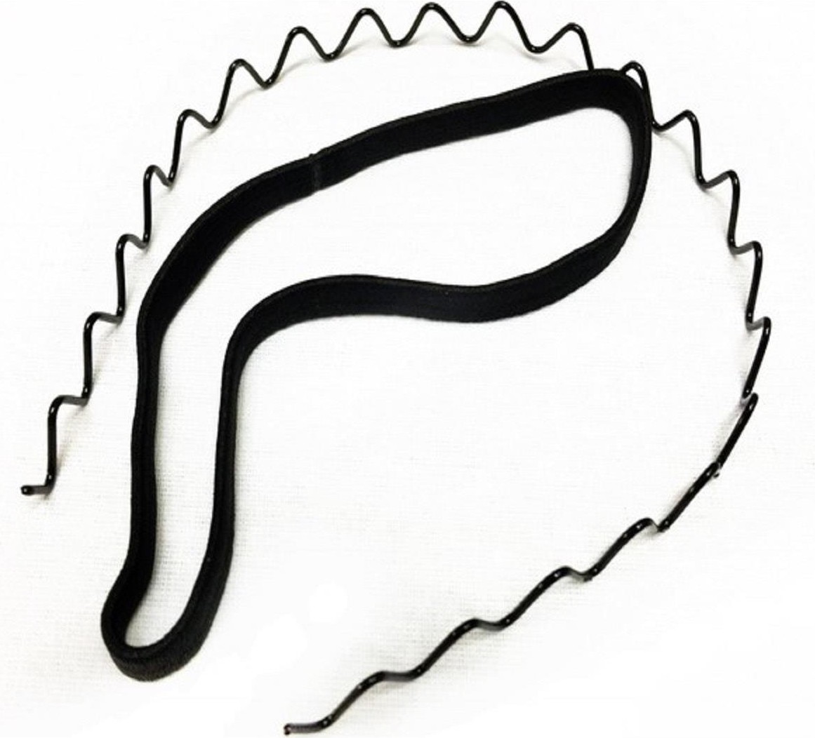EC Shop Bb Wikiki 2'li Erkek Saç Tokası Zigzag Metal Taç + Siyah Lastikli Saç Bantı Yogo Bandı