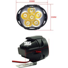 STS Oto Aksesuar 2 Adet Motosiklet Scooter LED Sis Farı Çakar ve Sabit Mod 6 Ledli