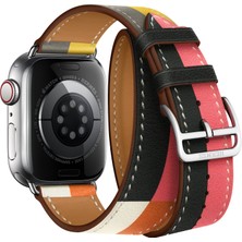 Teknoband Hermês Kordon Double Tour Deri Kayış Apple Watch Uyumlu (Logolu)