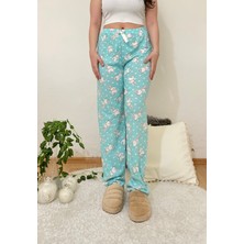 Betimoda Kadın Pijama Altı Kurdeleli Beyaz Siyah Kare