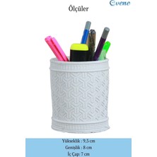 Evene Kalemlik Beyaz Renk Masa Kalemliği Organizer Kalemlik Y Desenli Model