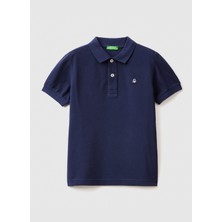Benetton Düz Lacivert Erkek Çocuk Polo T-Shirt 3089C300Q