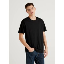 Benetton Bisiklet Yaka Siyah Erkek T-Shirt 123P3JE1J19A5